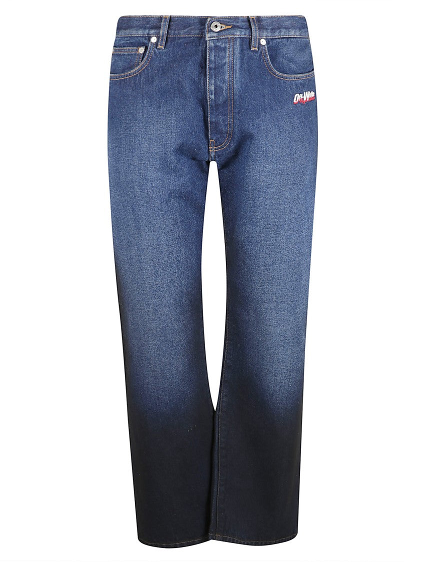 Off-White Gradient Effect Cotton Denim Jeans