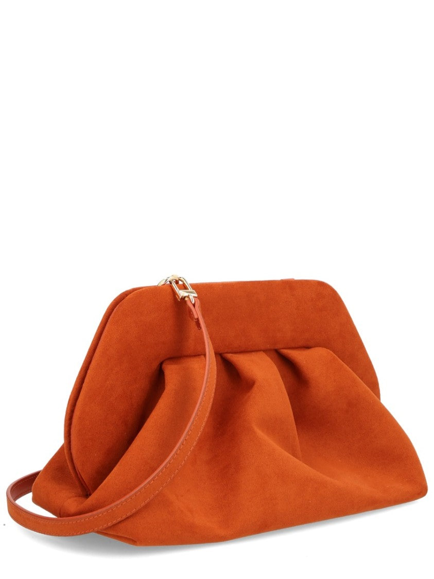 Themoirè Orange Ruched Angular Frame Clutch