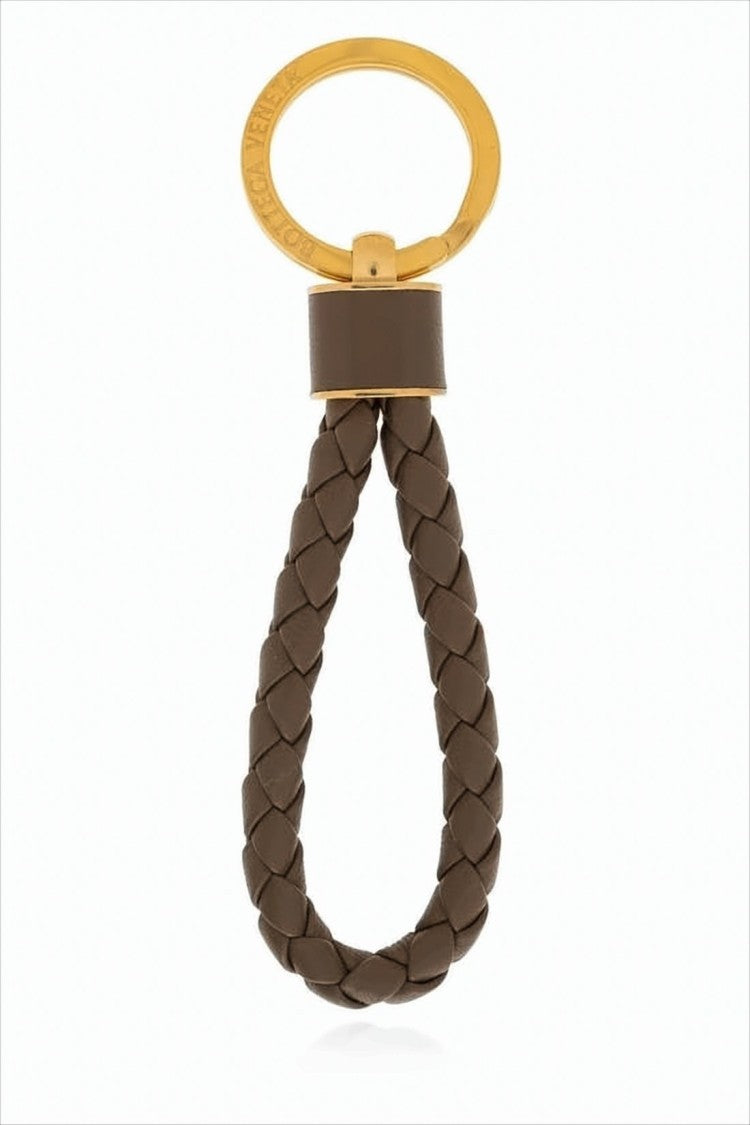 Bottega Veneta Braided Lambskin Leather Keyring With Gold-Tone Ring