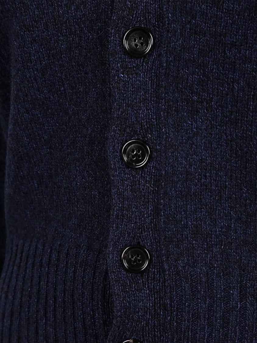 Ami Cropped Blue Cardigan With Deep V-Neckline