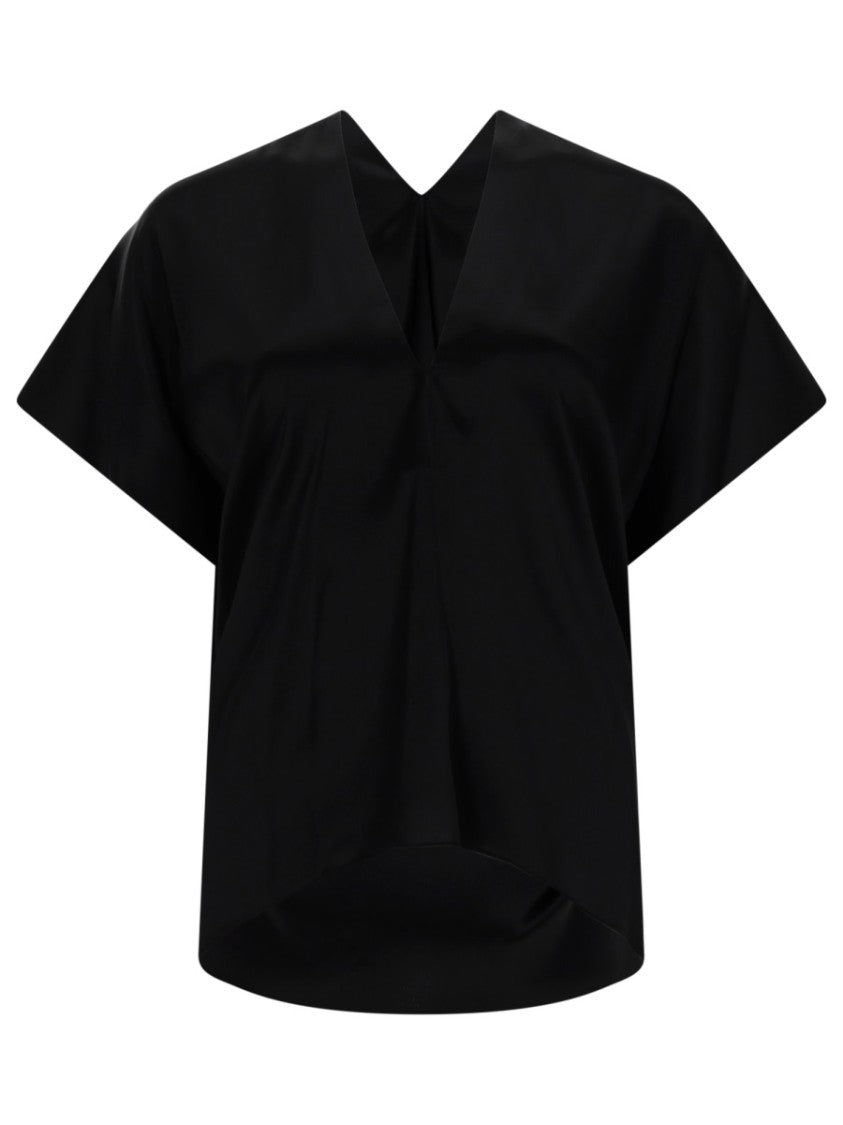 Nina Ricci V-Neck Silk Blend Minimalist Top