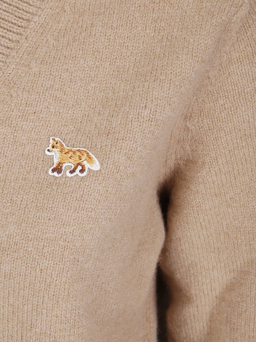 Maison Kitsuné Boxy Lambswool Cardigan With Textured Knit