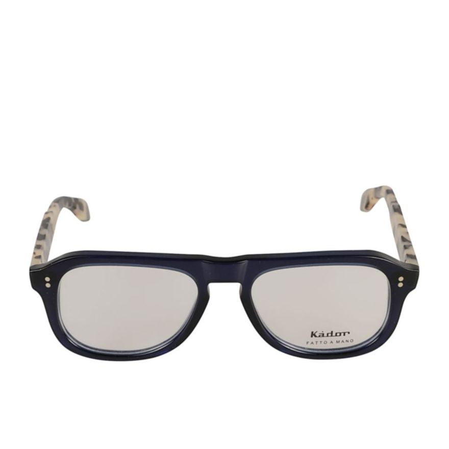 Kador Bravo Rectangular Deep Navy Blue Eyeglasses With Tortoiseshell Temples