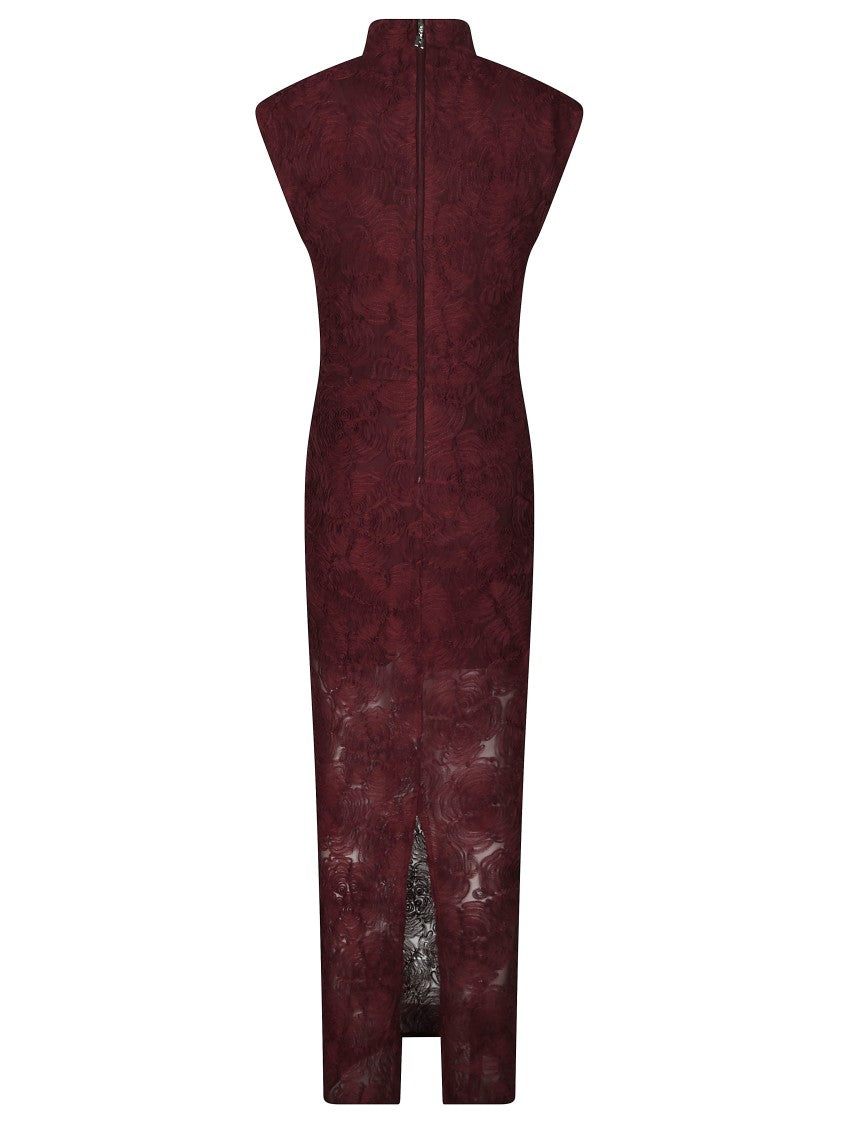 Rotate Flower Mesh Floral High Neck Maxi Dress