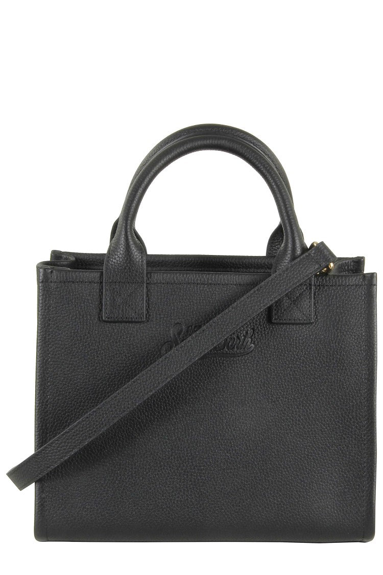 Mc2 Saint Barth Structured Textured Leather Midi Shoulder Bag