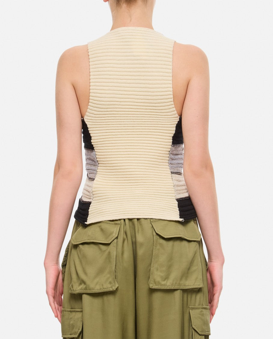 Vitelli Linen And Cotton Horizontal Peacock Crop Top