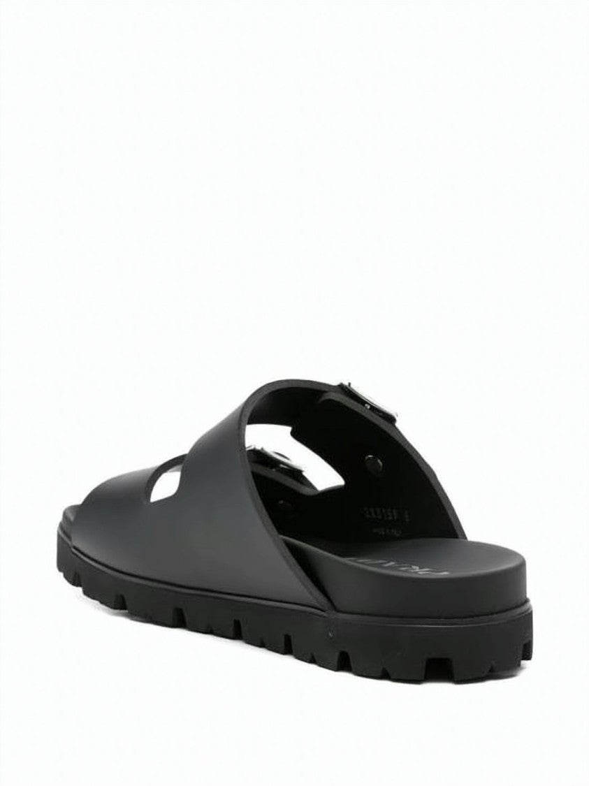 Prada Black Rubber Slide Sandals