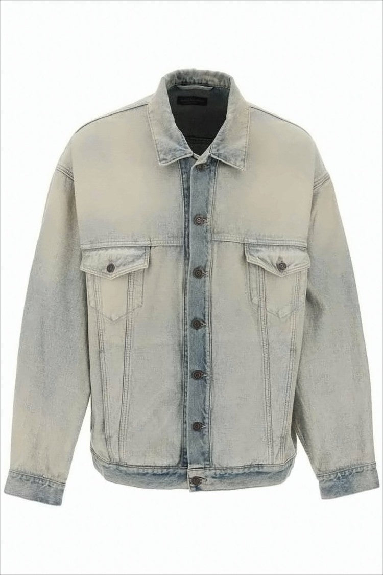 Balenciaga Faded Denim Jacket With Oversized Fit