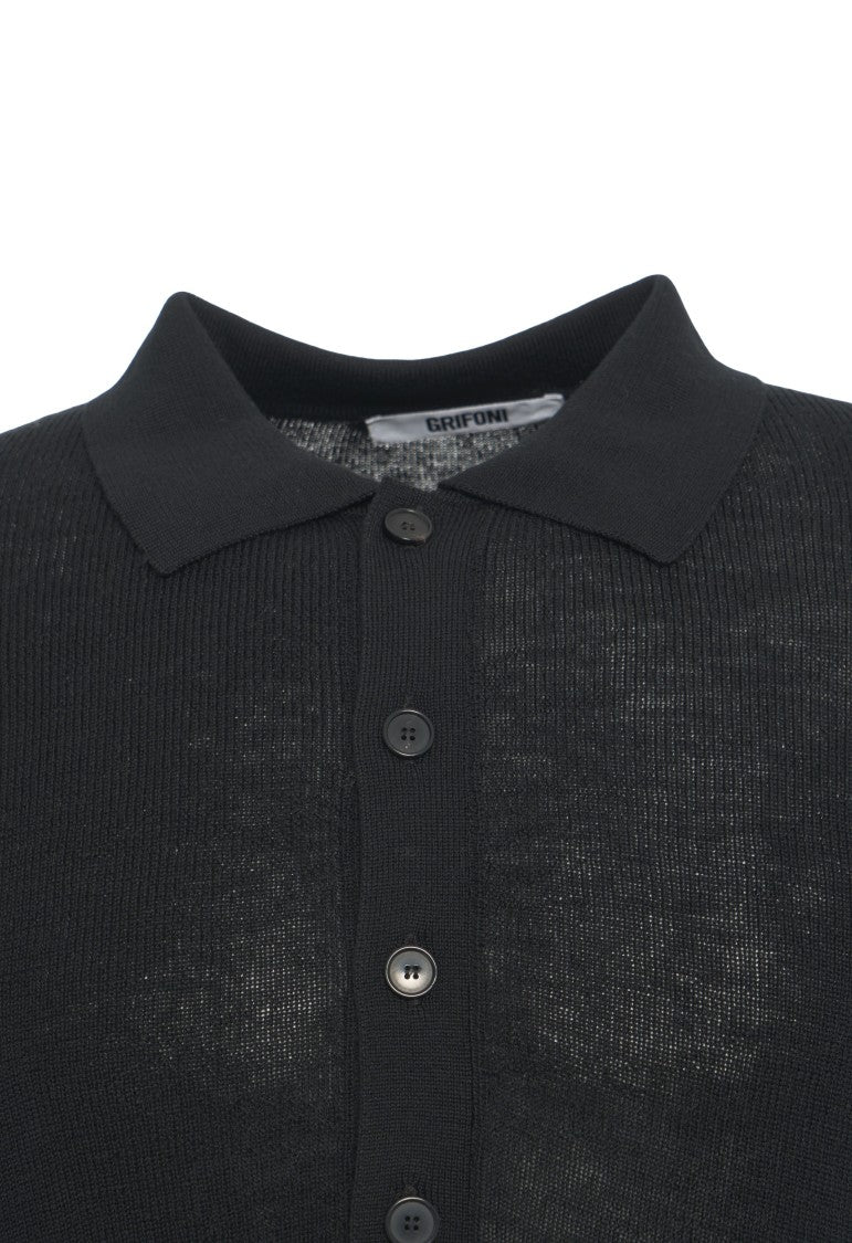 Grifoni Ribbed Polo Sweater With Classic Button-Down Design