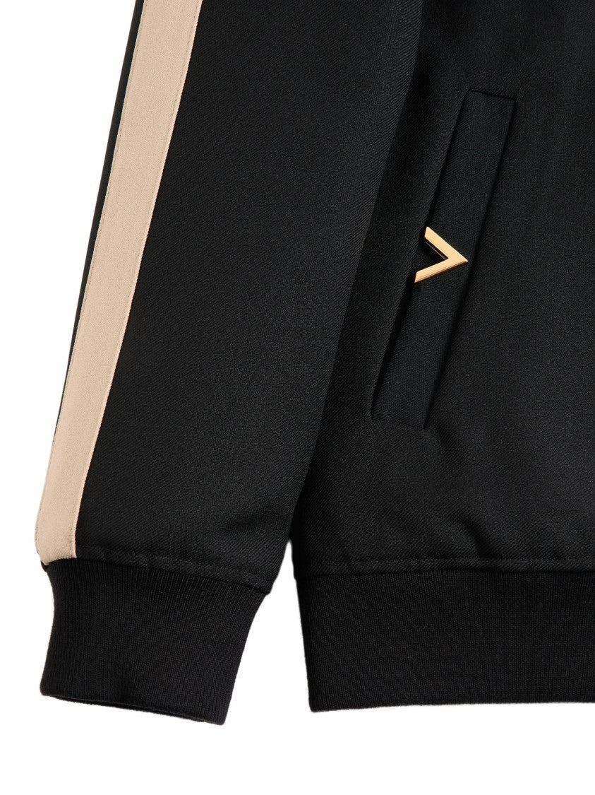 Valentino Black Jersey Sweatshirt Vgold Polyester Jacket