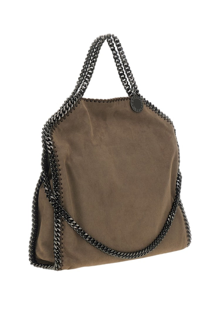 Stella Mccartney Foldover Tote Bag In Matte Alter Suede With Diamond-Cut Chain