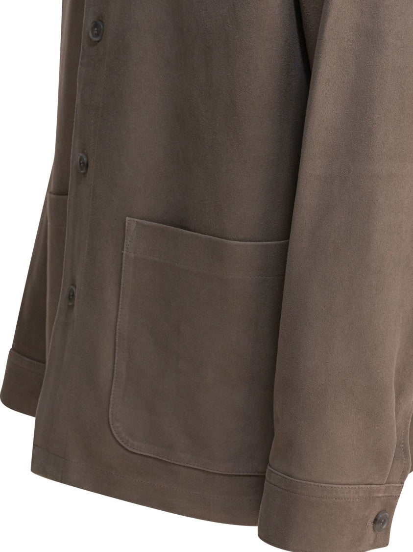 Vince Suede Lambskin Jacket With Classic Collar