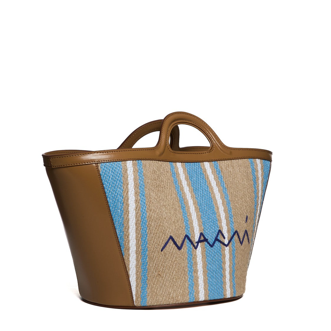 Marni Brown Leather And Raffia Tropicalia Small Bag