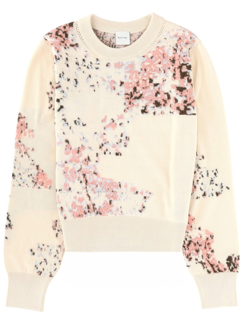 Paul Smith Neutrals Abstract Floral Mohair-Blend Sweater