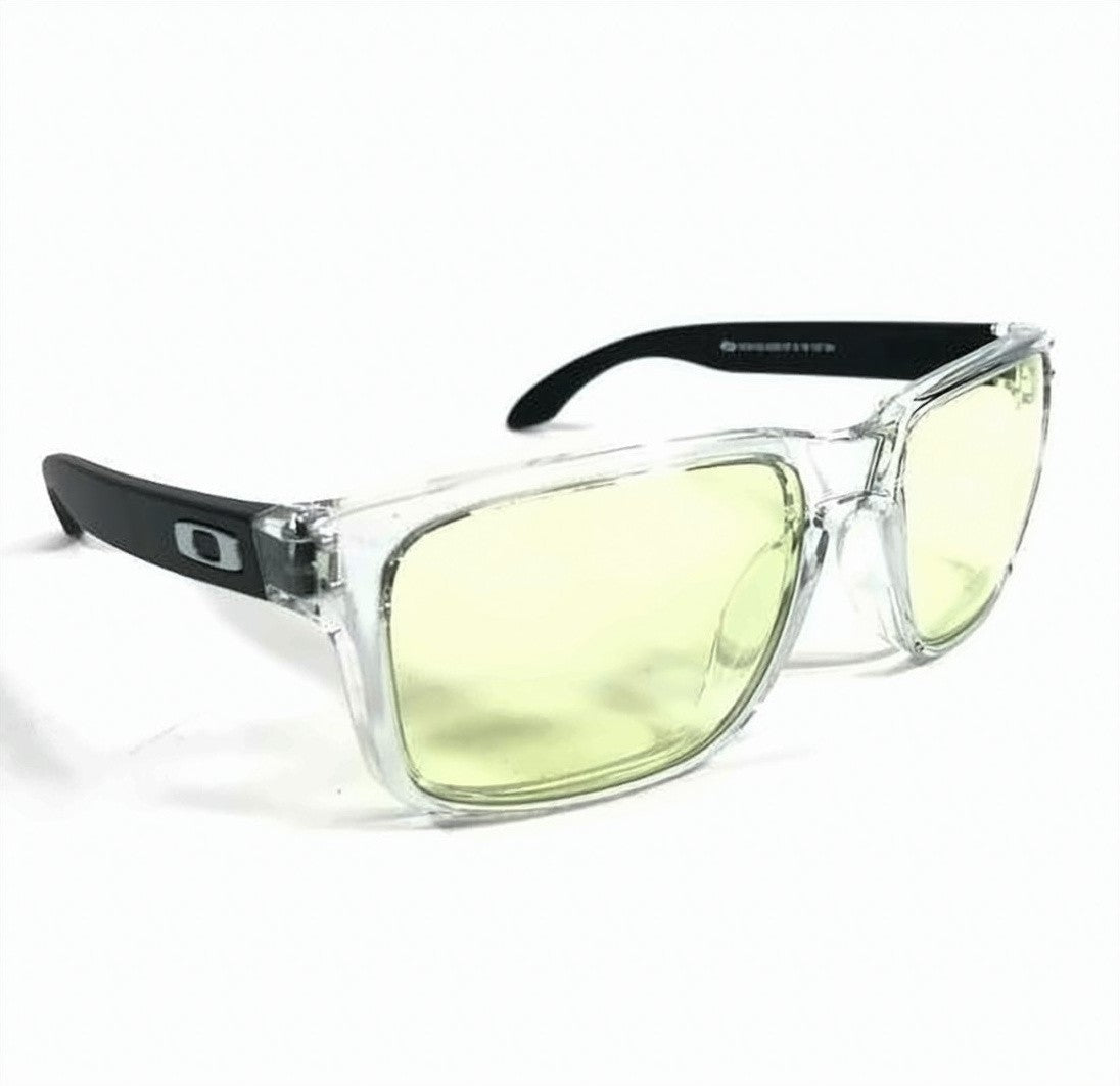 Oakley Transparent Frame Sunglasses With Yellow-Tinted Lenses