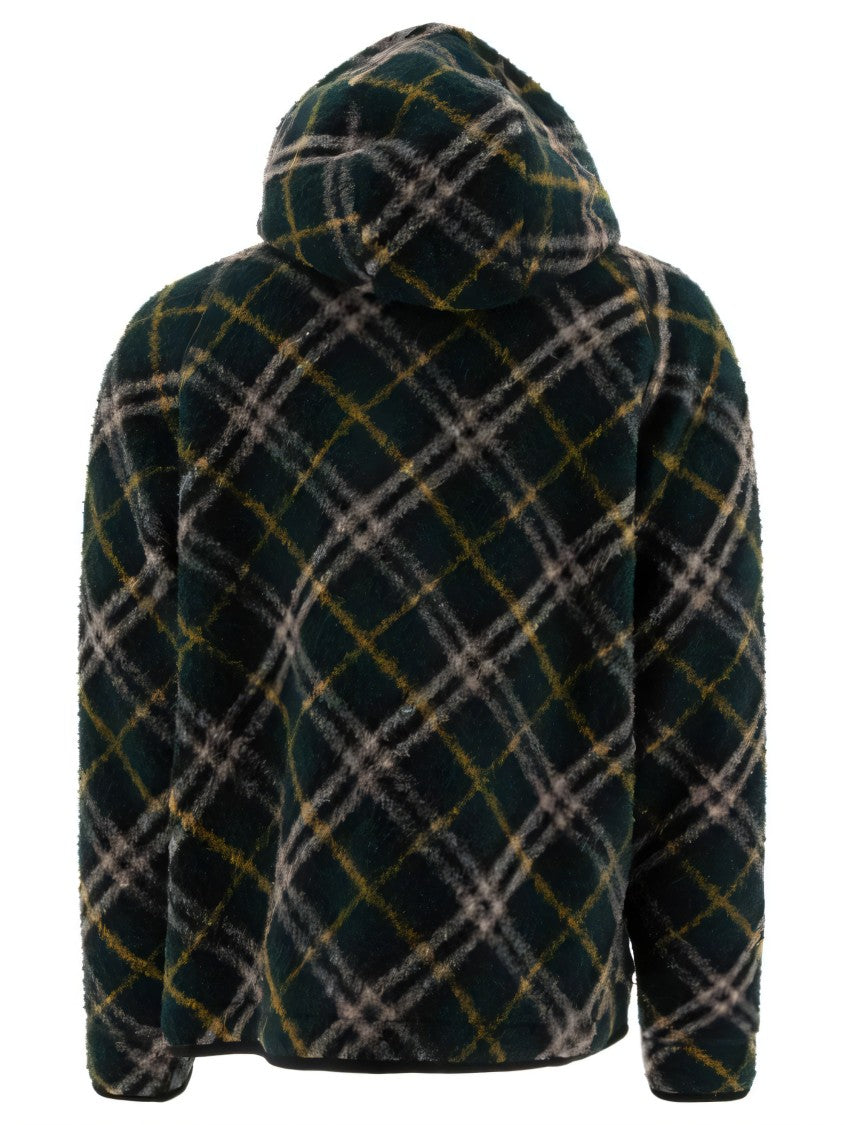 Burberry Plush Hooded Sweatshirt With Classic Plaid Pattern