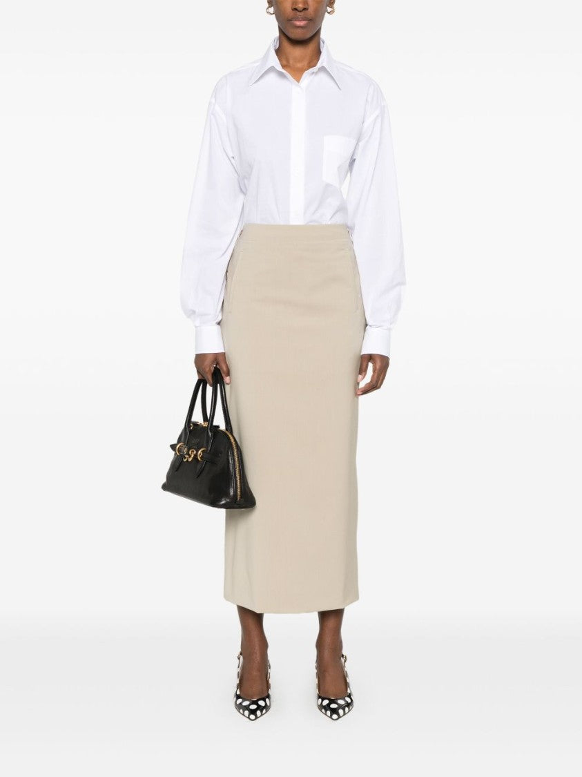 Moschino White Button Placket Curved Hem Top