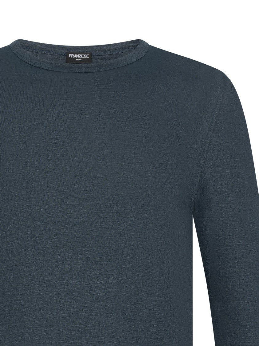 Franzese Collection Long-Sleeved Crewneck T-Shirt In Linen Blend