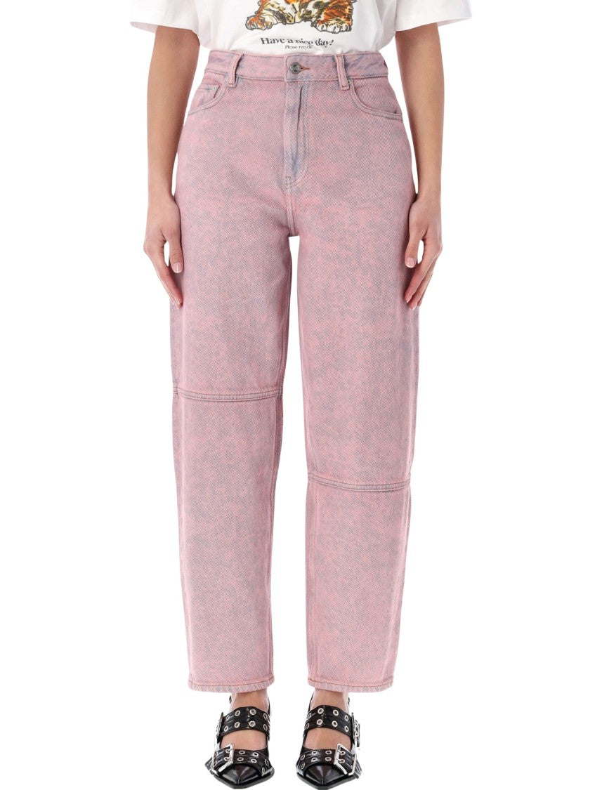 Ganni Pink Washed Barrel Denim Jeans