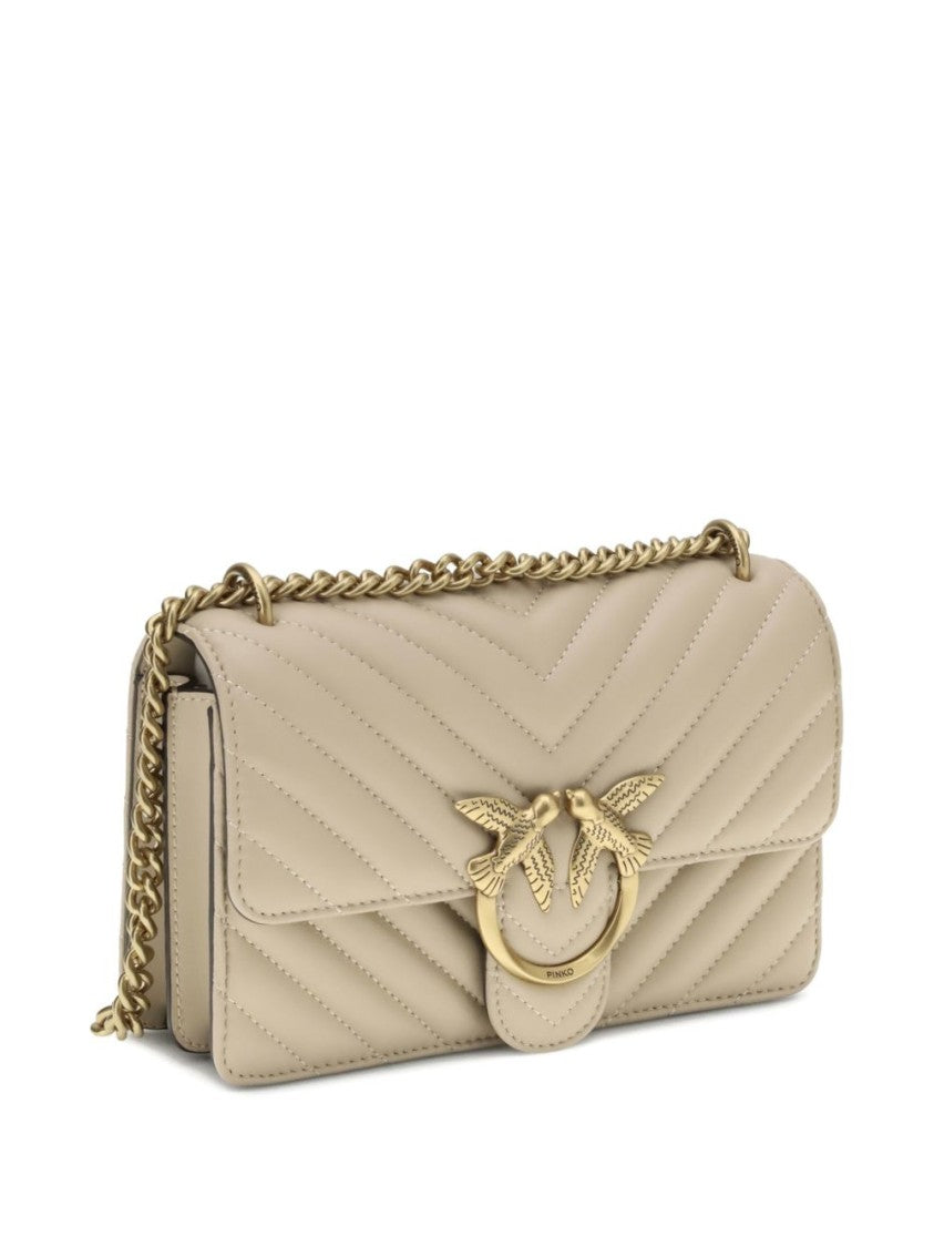Pinko Rectangular Quilted Leather Bag With Chevron Pattern