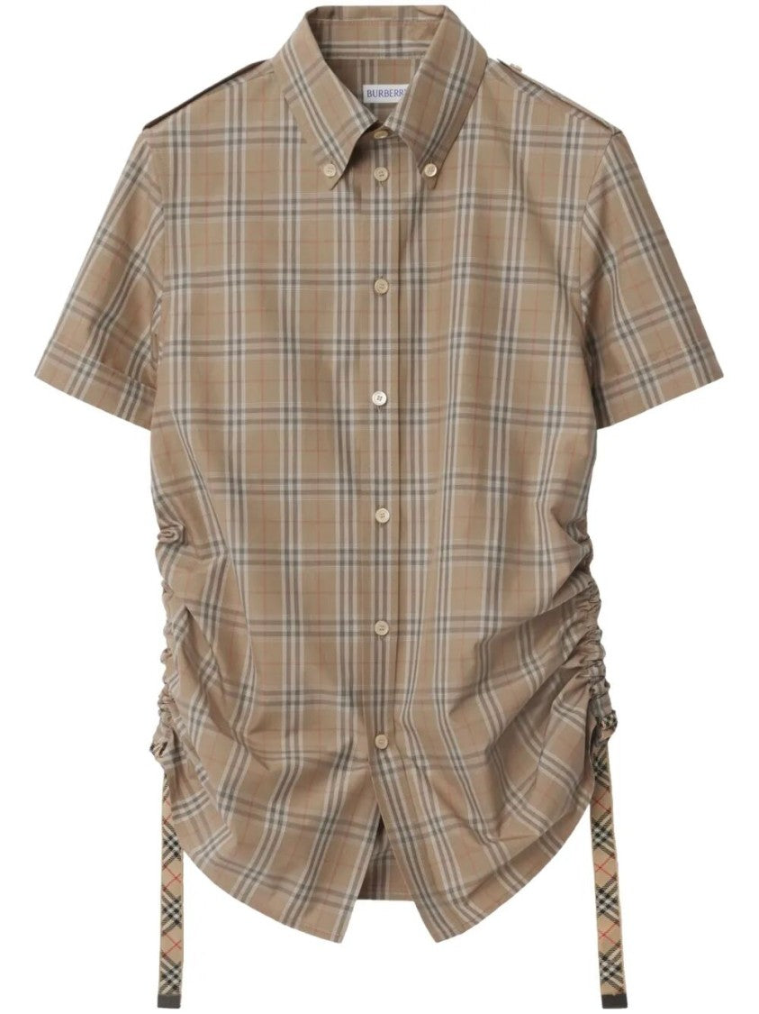 Burberry Plaid Cotton Short-Sleeved Shirt