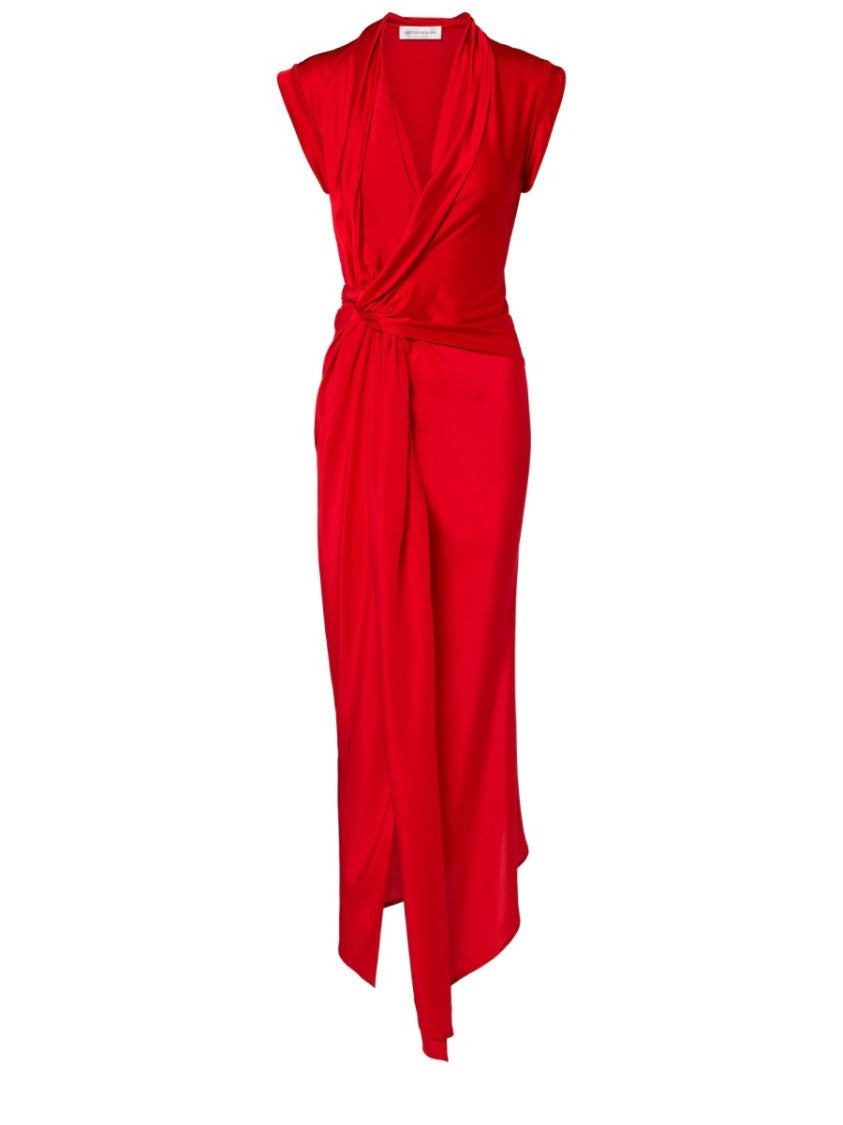 Victoria Beckham Vibrant Red Deep Wrap Dress