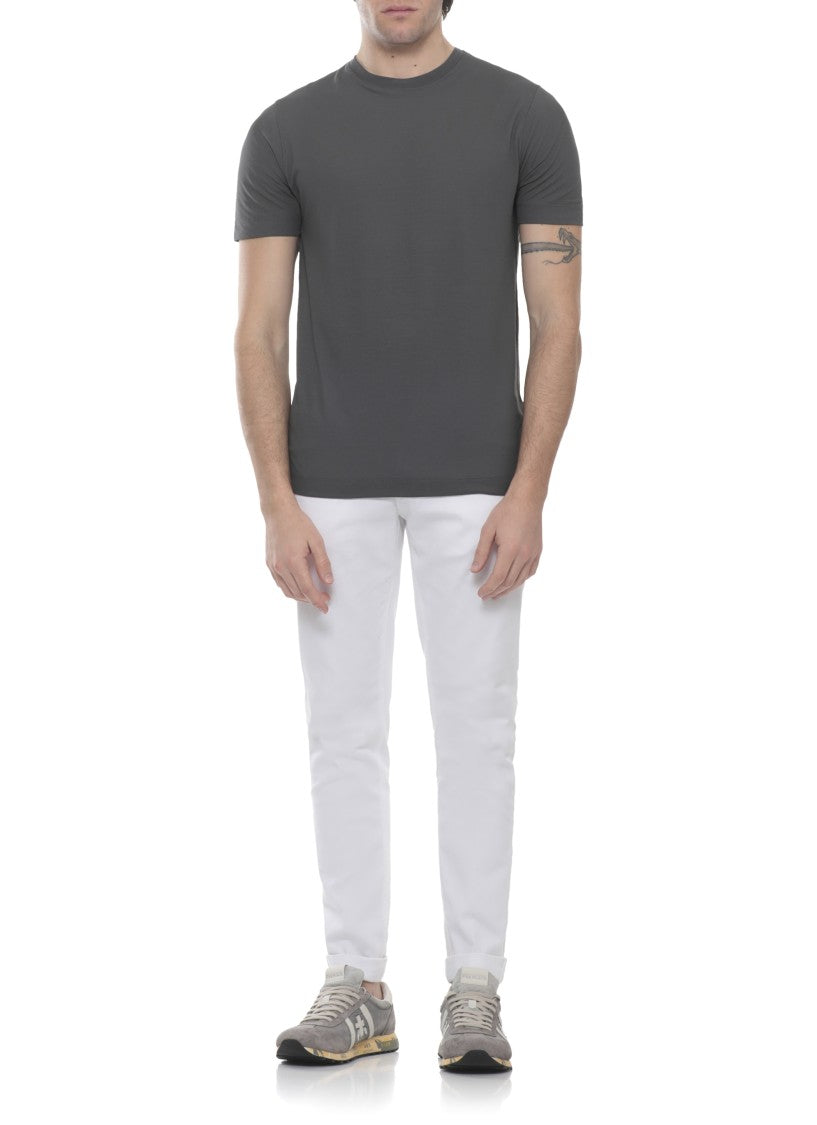 Zanone Grey Cotton Crewneck T-Shirt