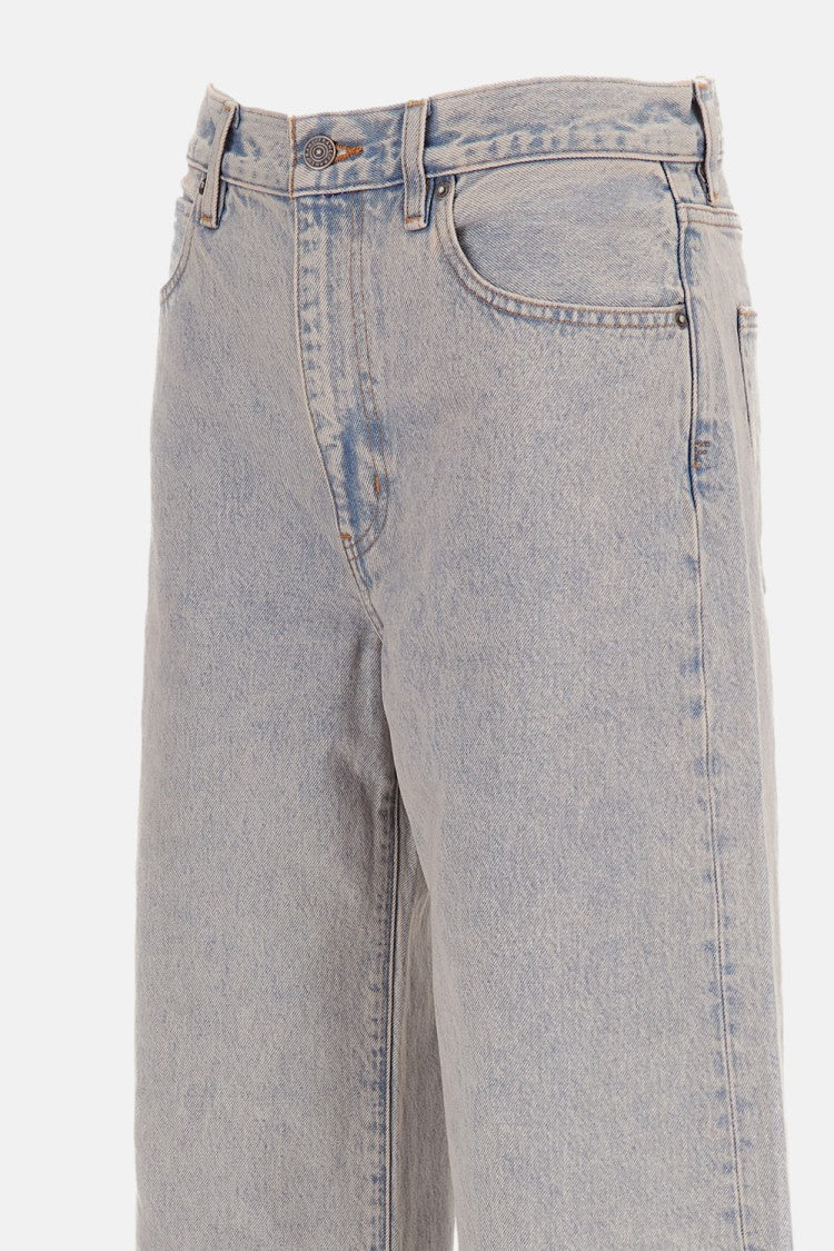 Frame High-Rise Flared Barrel-Leg Jeans In Rigid Cotton Denim