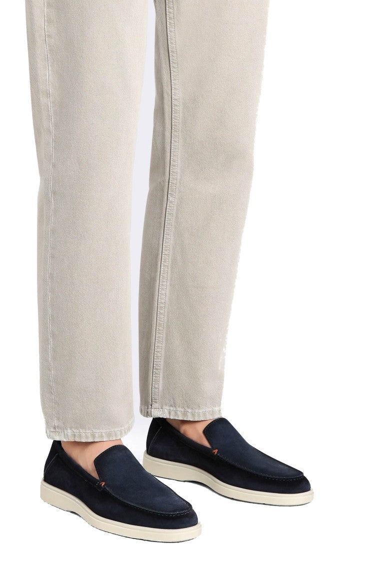 Santoni Suede Slip-On With Rubber Sole