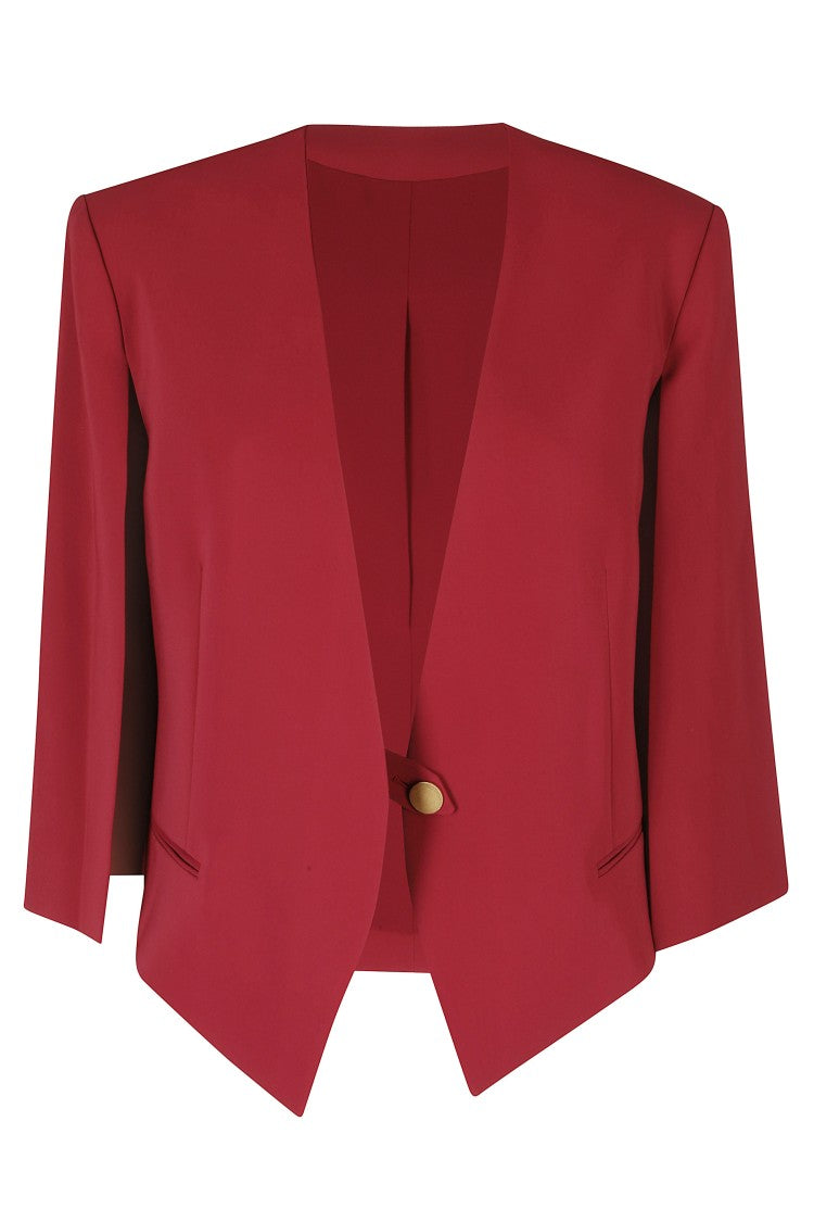 Alberta Ferretti Red Cady Stretch Open Sleeves Viscose Blazer