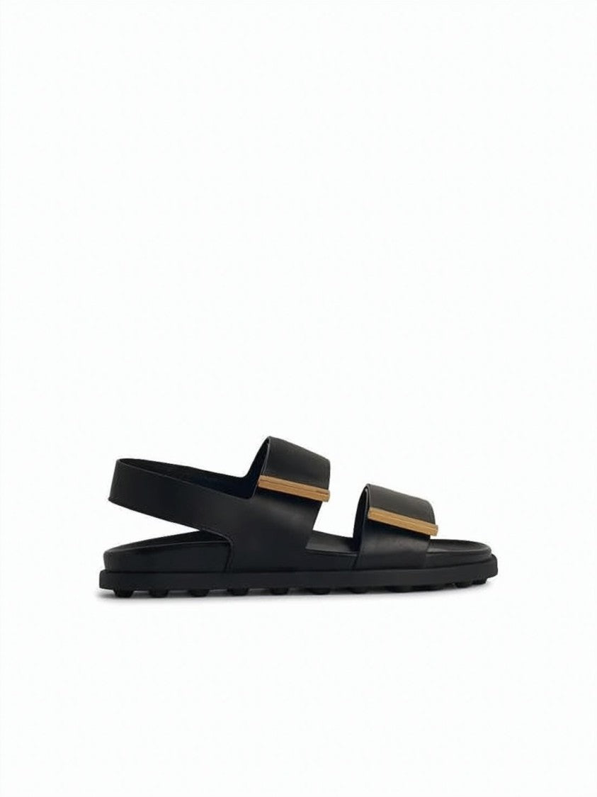 Tod's Sleek Black Calfskin Sandals
