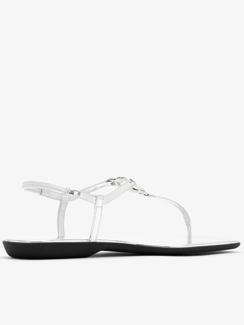 Gucci Gg Ease Metallic Leather Thong Sandals