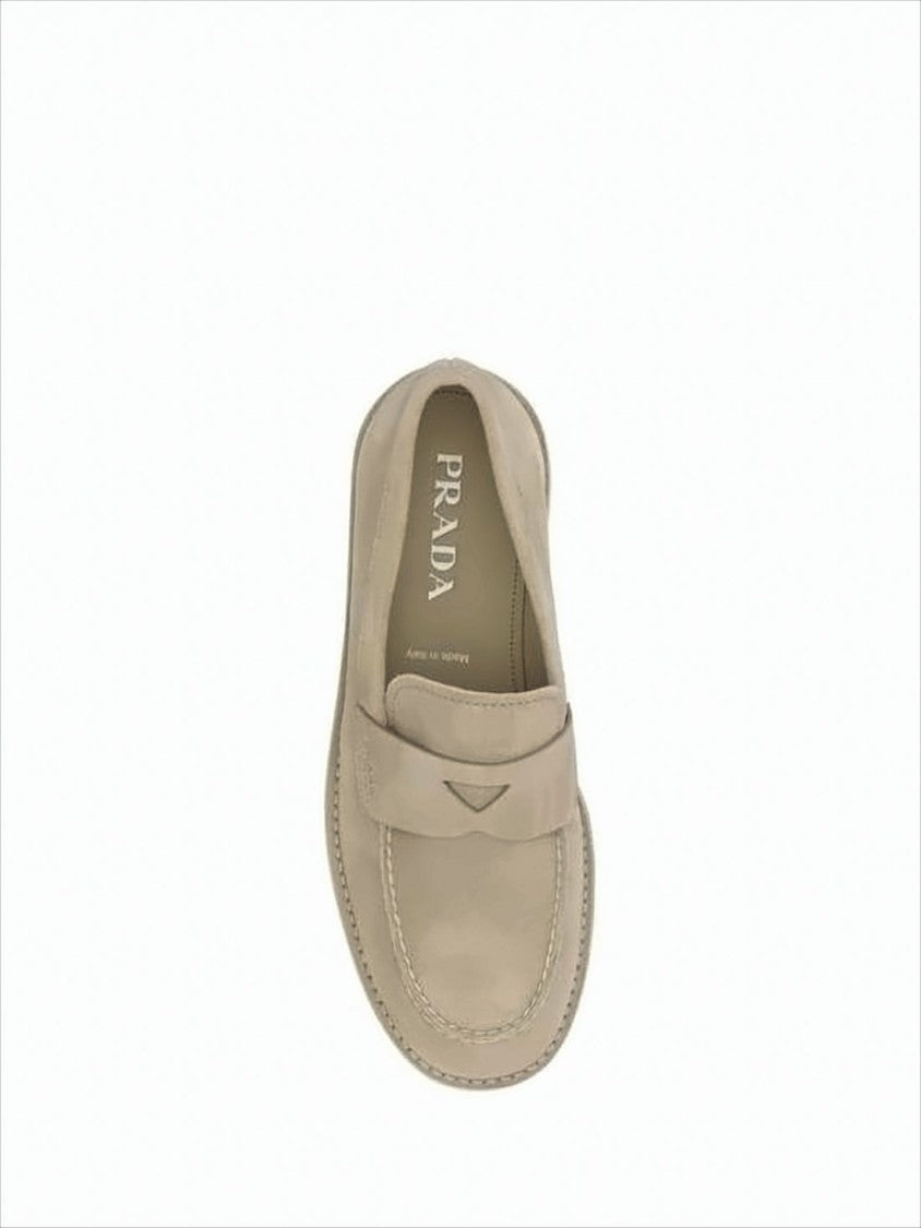 Prada Calf Leather Loafer With Classic Penny Strap And Subtle Stitching