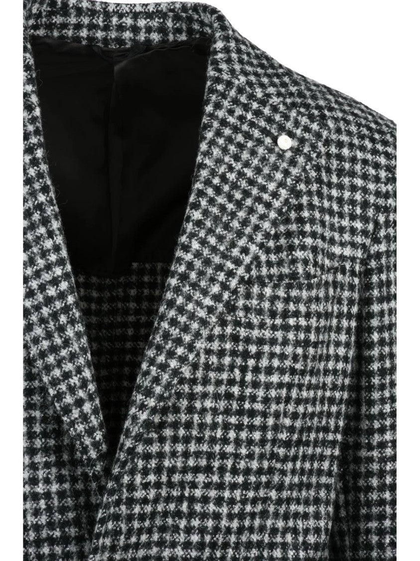 Luigi Bianchi Grey-Black Wool-Blend Coat