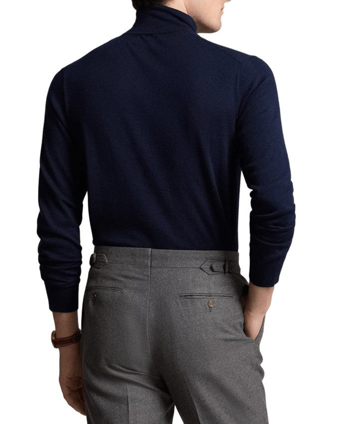 Polo Ralph Lauren Refined Turtleneck Sweater In Deep Navy Wool