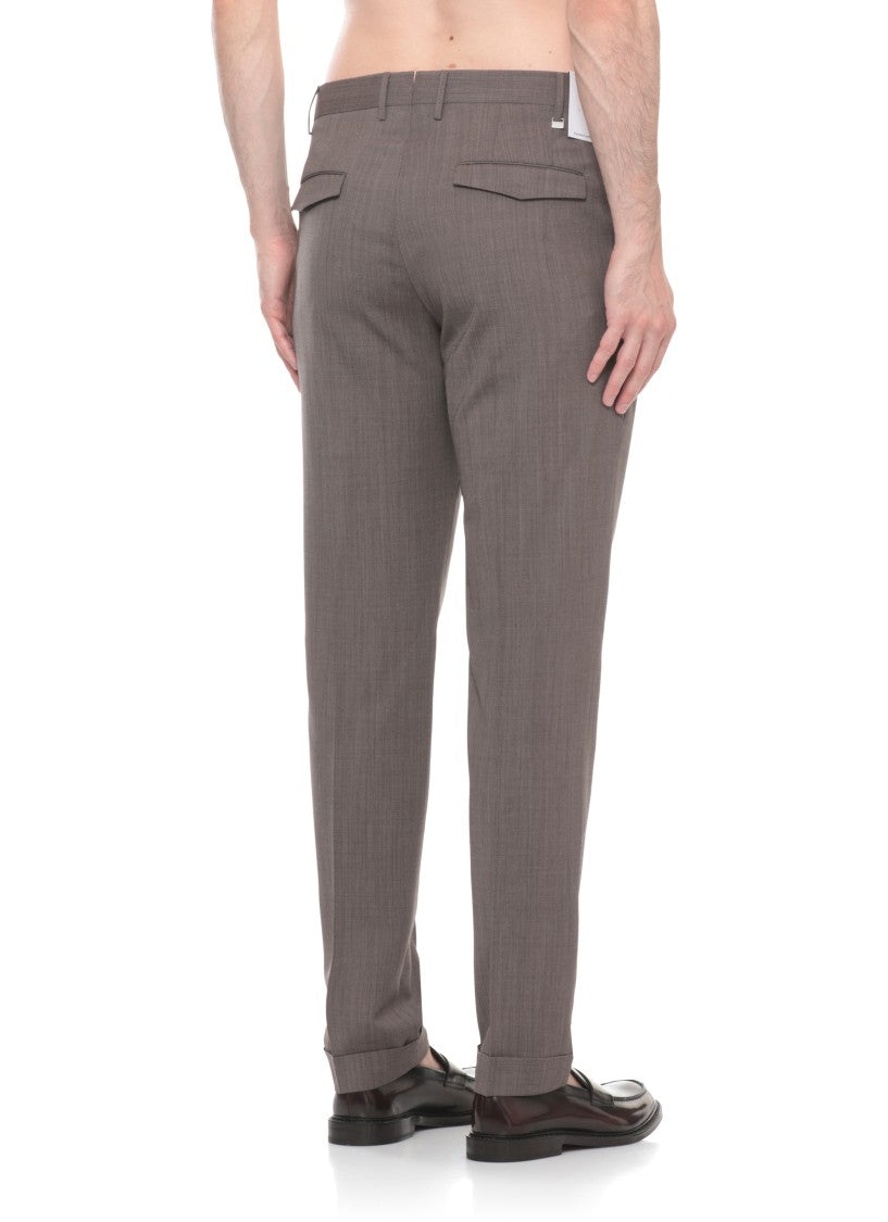 Pt Torino Brown Flap Pockets Wool Formal Pants