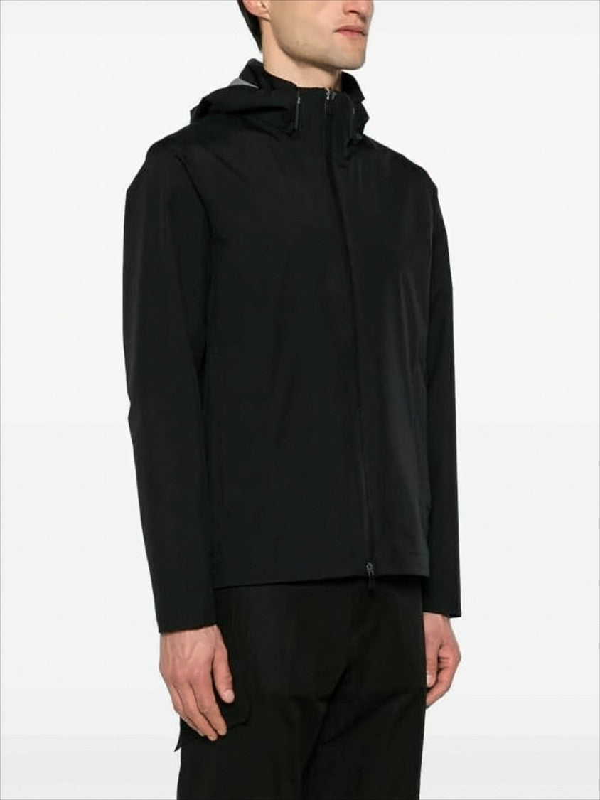 Herno Minimalist Black Jacket With Full Zip Closure