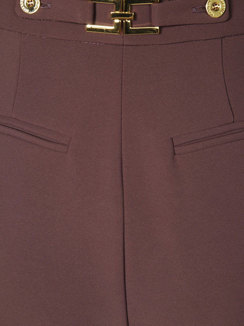 Elisabetta Franchi High-Waisted Wide-Leg Palazzo Pants With Elegant Drape