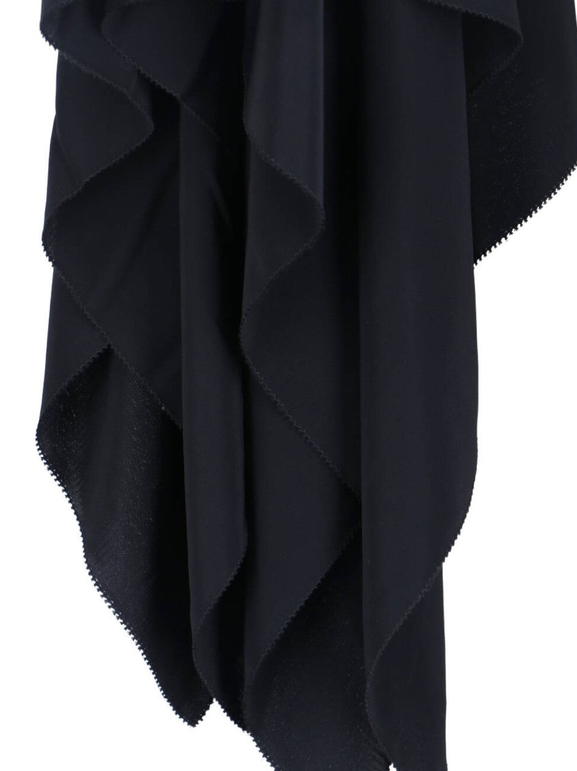 Filippa K Black Scarf Hem Asymmetrical Midi Dress