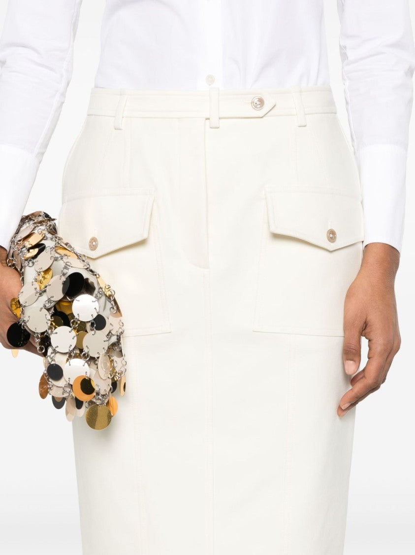 Tom Ford Tailored White Skirt With Concealed Fastening And Rear Slit