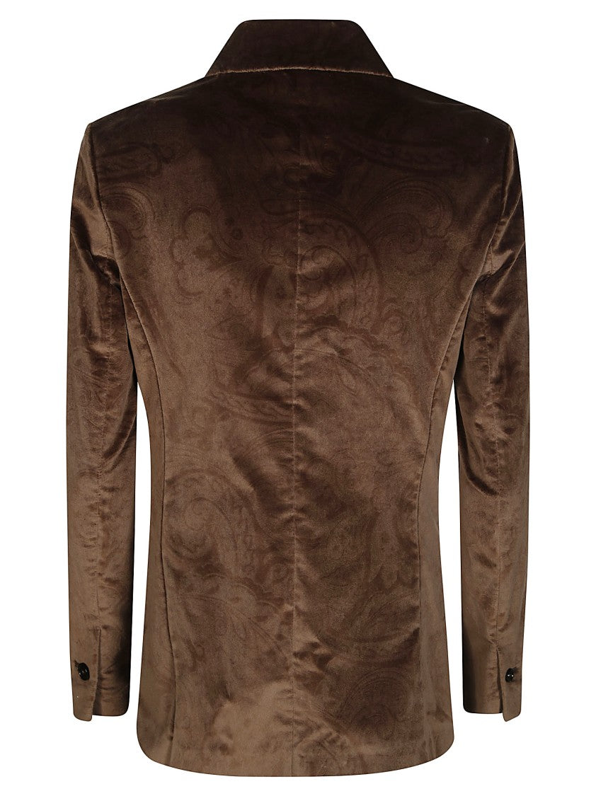 Circolo Rich Brown Paisley Velvet Jacket