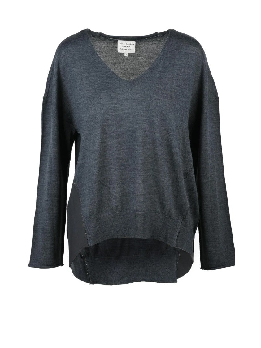 Alessia Santi Asymmetric Knit Sweater With Relaxed Fit And Sequin Detailing