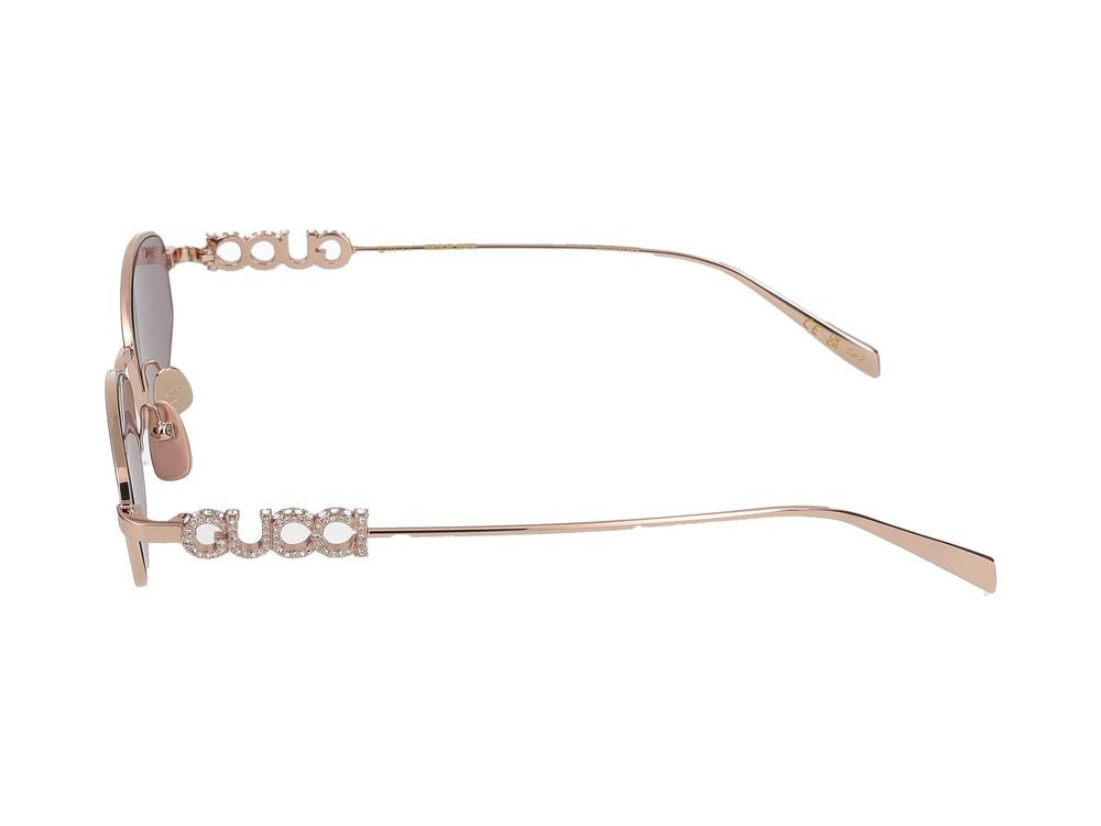 Gucci Gold Violet-Tinted Lenses Oval Metal Frame Sunglasses