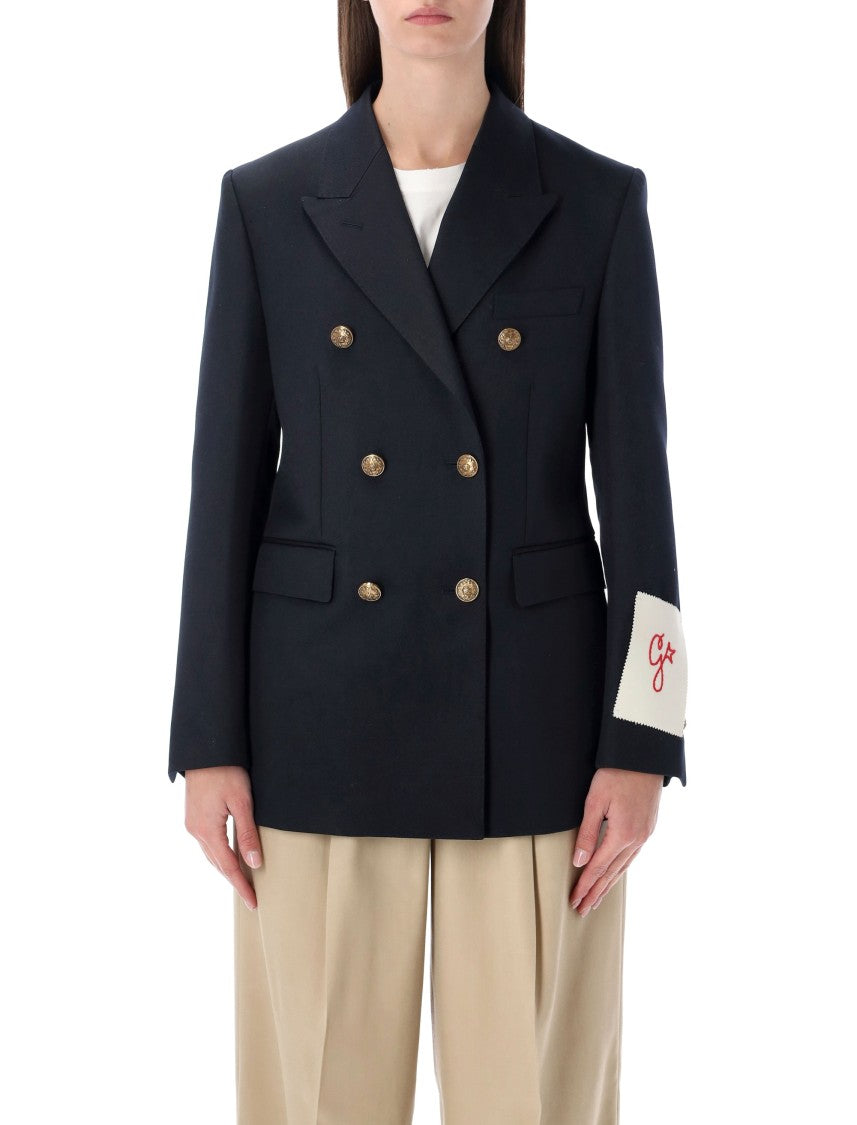 Golden Goose Blue Db Gold Button Wool Blazer