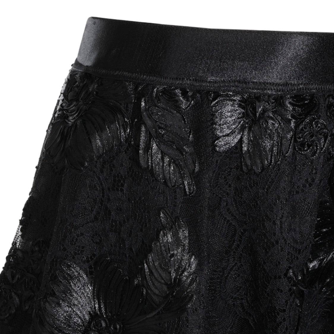 Nissa Floral Lace Overlay A-Line Skirt