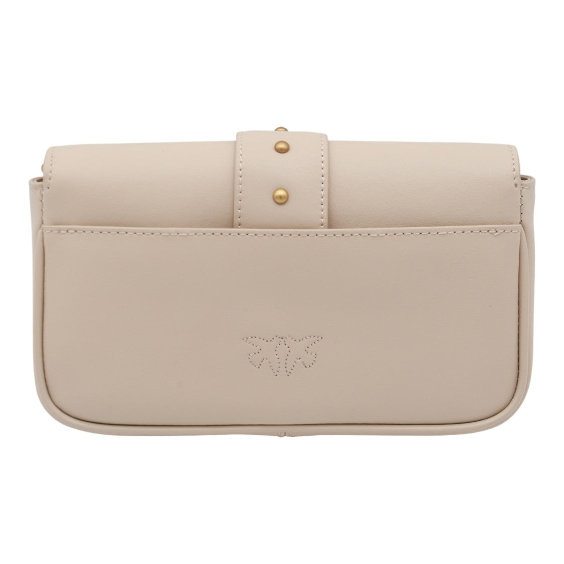 Pinko Rectangular Leather Gold-Tone Bird Clasp Chain Strap Shoulder Bag