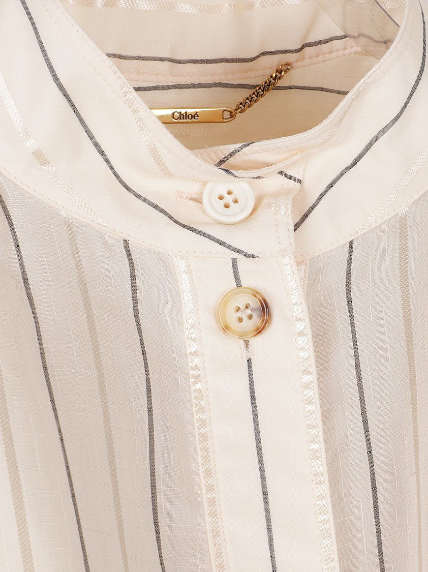 Chloé Semi-Sheer Striped High Neck Chloé Shirt