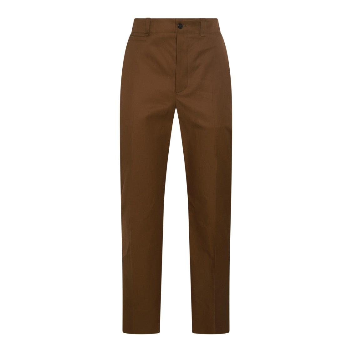 Saint Laurent Flared Brown Cotton Trousers With Tailored Finish