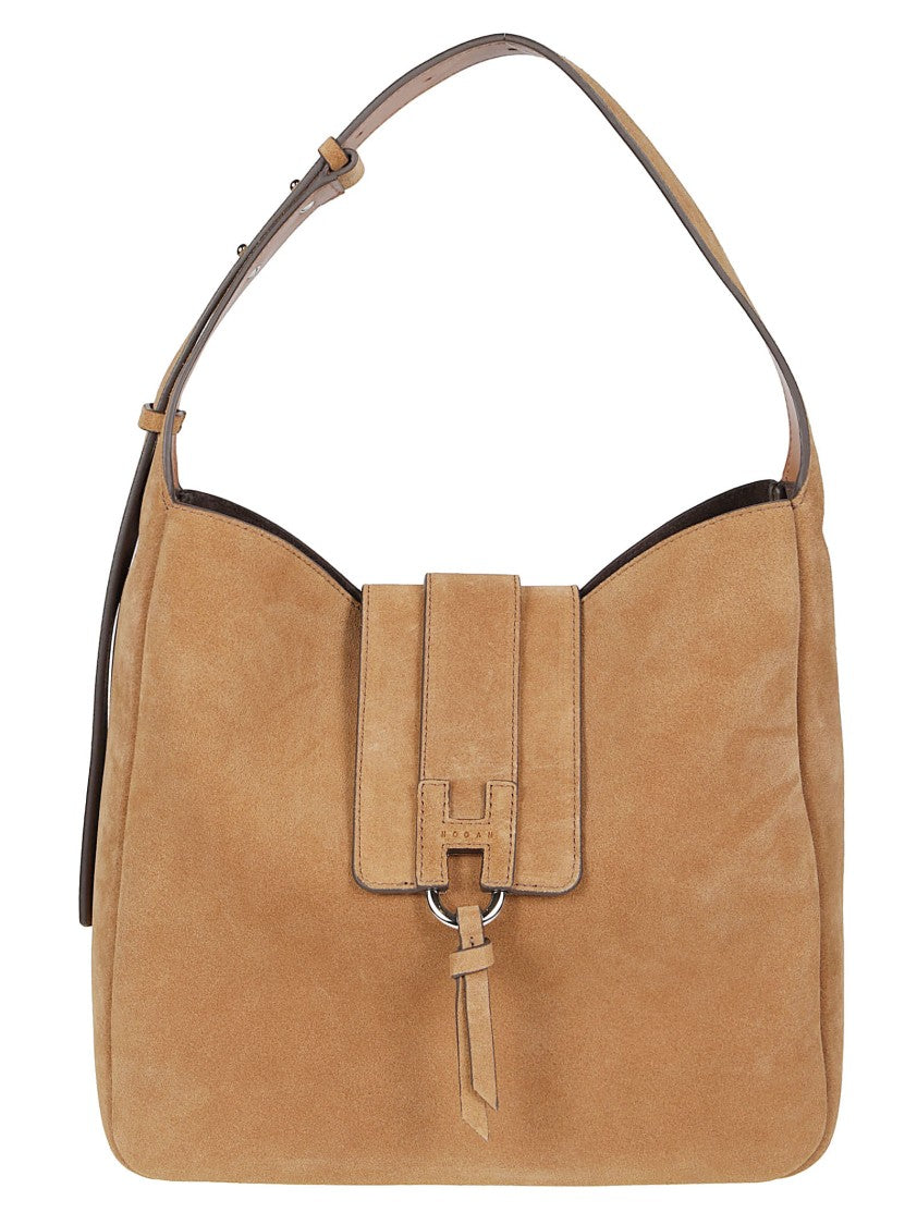 Hogan Tan H01x Hobo Structured Suede Shoulder Bag