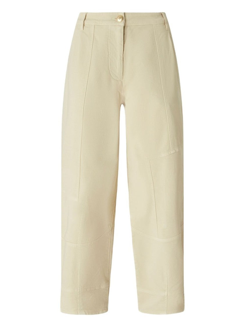 Pinko Beige Cropped Trousers With Mid-Rise Waist